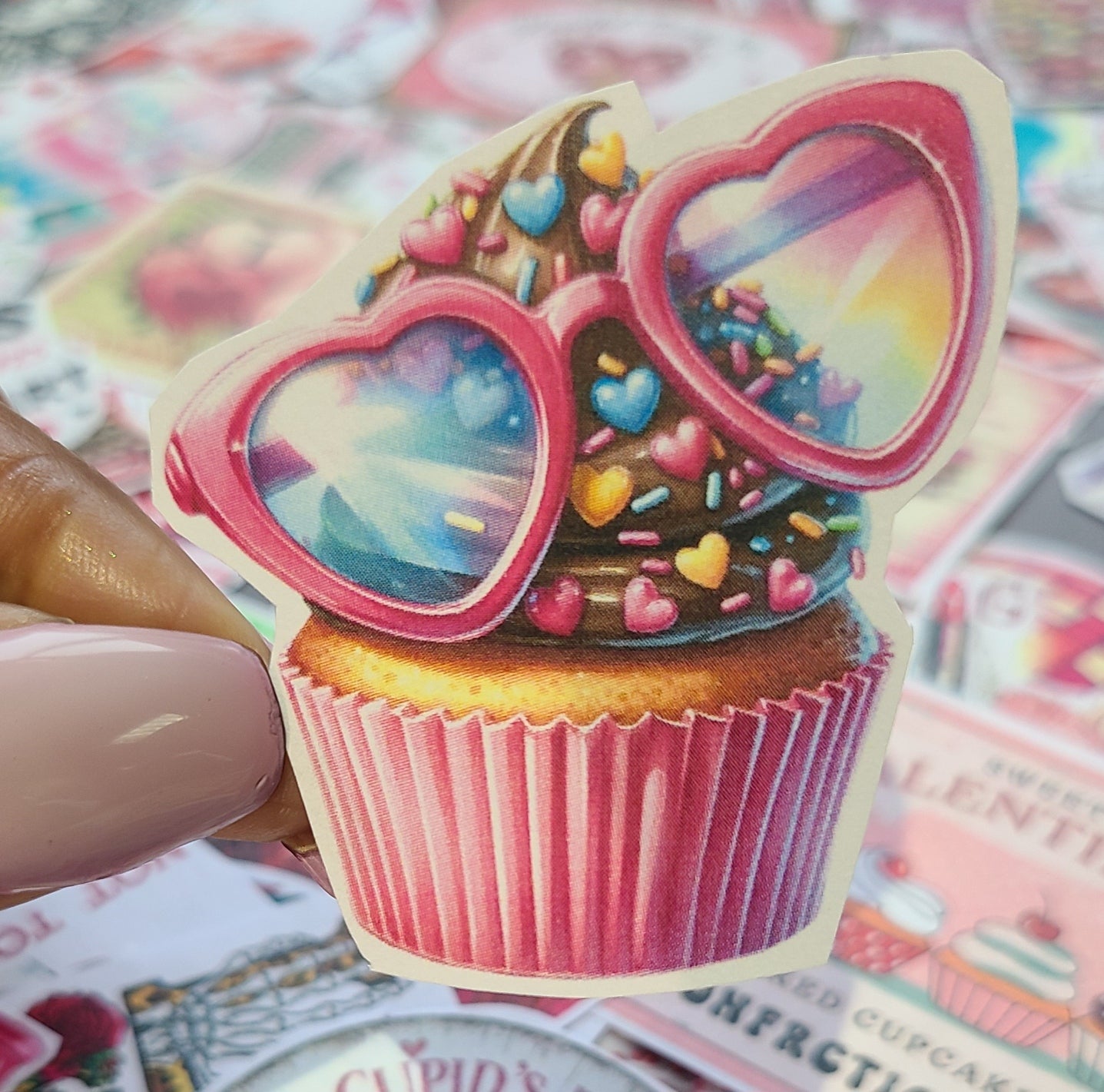 Valentine Cupcake with Chocolate Frosting and Sunnies