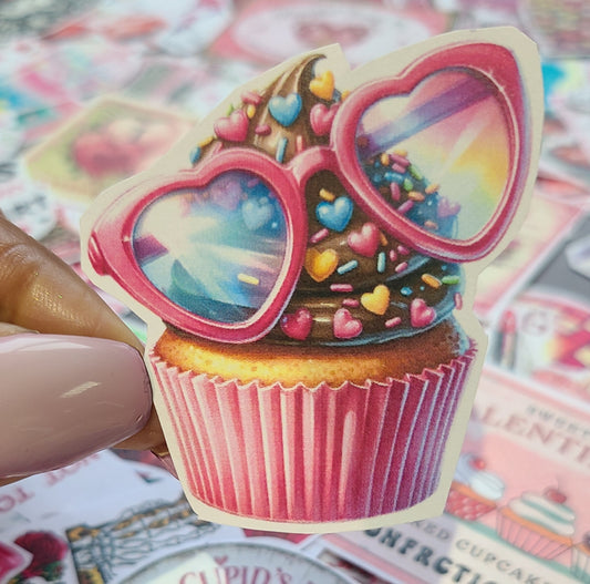 Valentine Cupcake with Chocolate Frosting and Sunnies