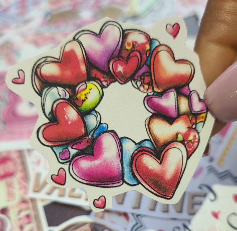 Valentine Hand Drawn Heart Wreath