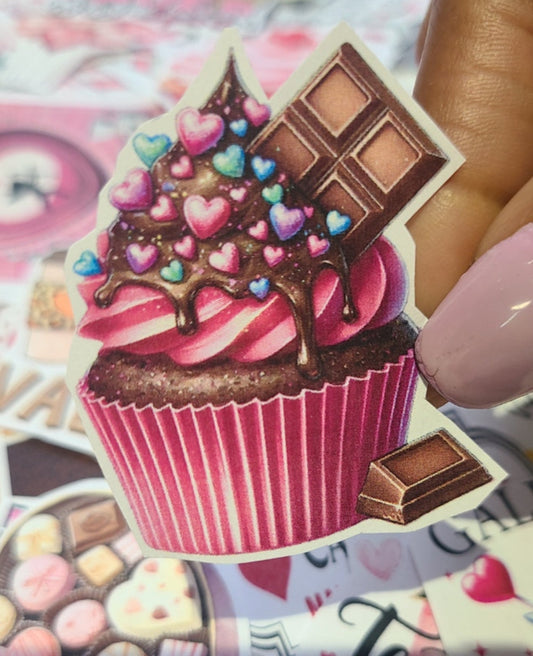 Valentine Cupcake Chocolate with Chocolate Frosting and Hershey Bar