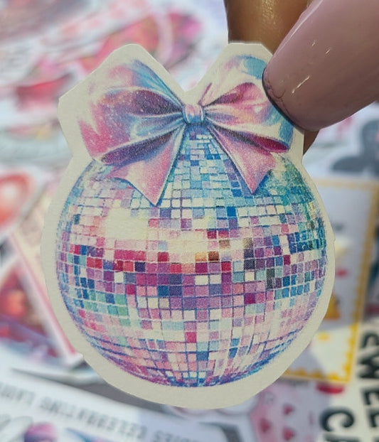 Valentine Pastel and Silver Disco Ball with Bow