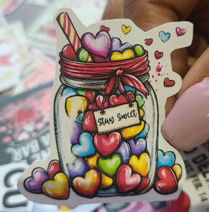 Valentine Jar of Hearts "Stay Sweet"