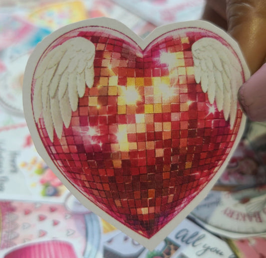 Valentine Red Disco Heart with Wings