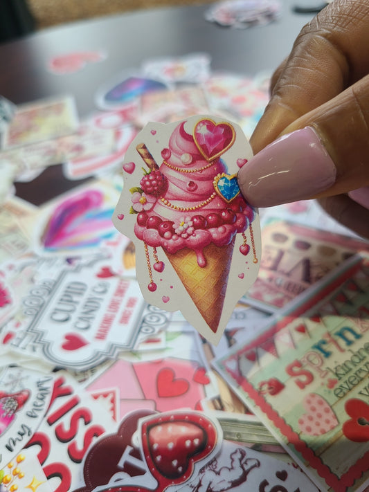 Valentine Ice Cream Cone with Gems 4