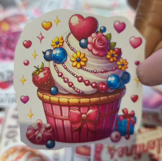 Valentine Cupcake White Frosting & Jewels