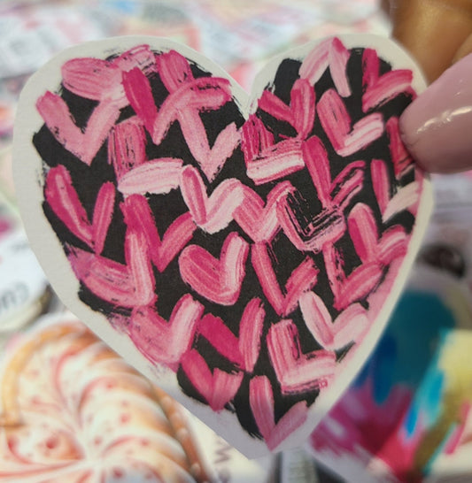 Valentine Black Brushstroke Heart with Pink Hearts