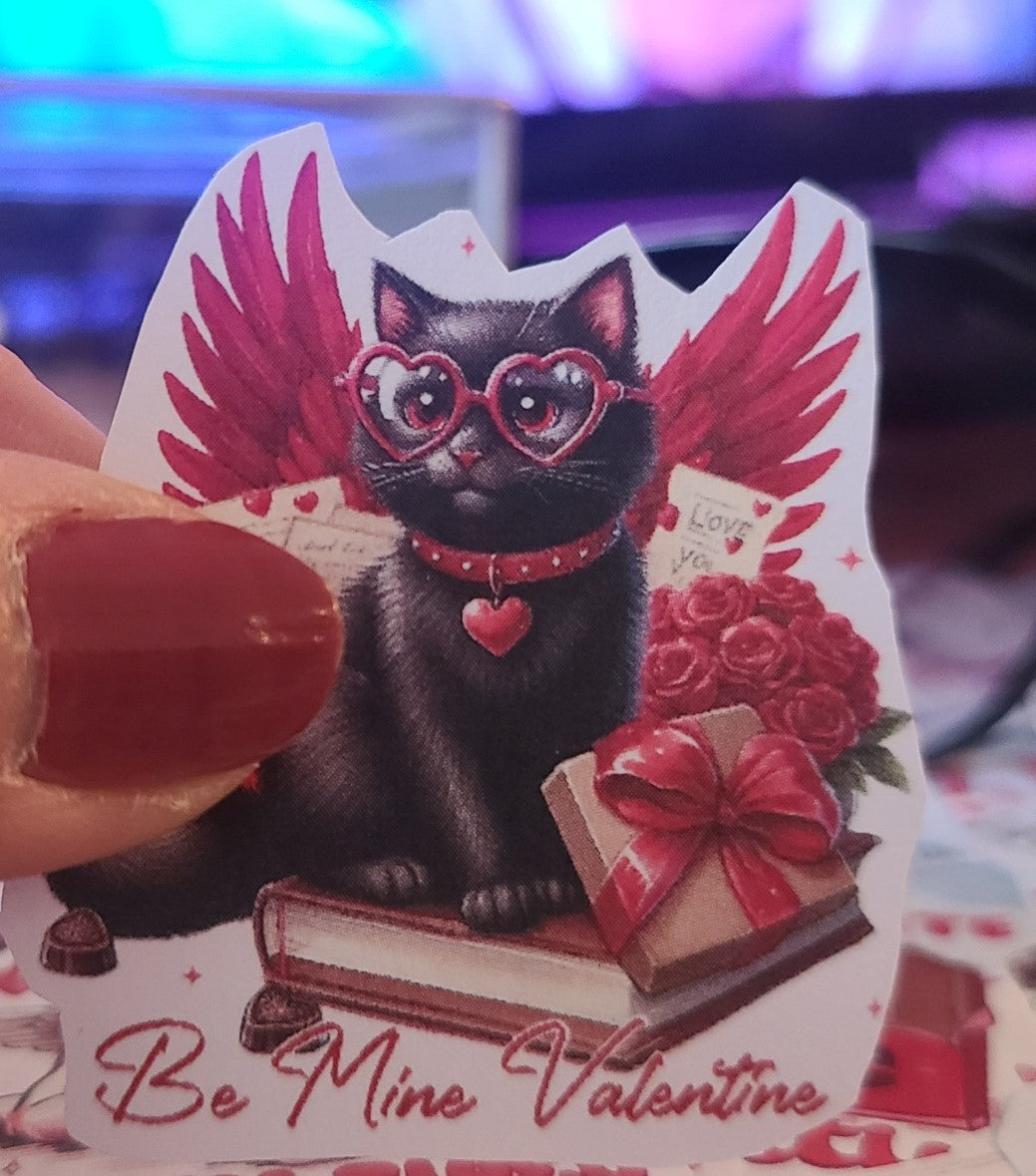 Valentine Black Angel Cat