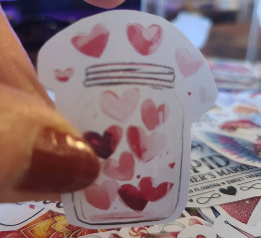 Valentine Jar of Watercolor Hearts