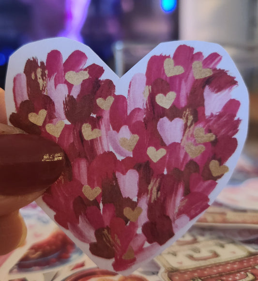Valentine Brushstroke Heart with Gold Hearts 💛