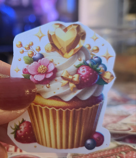 Valentine Cupcake with Gold Heart