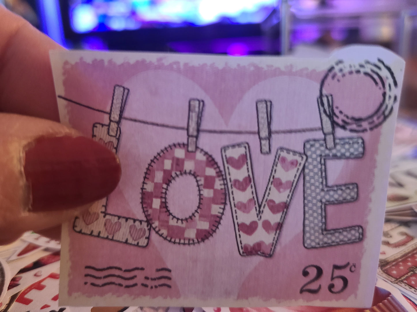 Valentine Hanging Love "Letters" Postcard