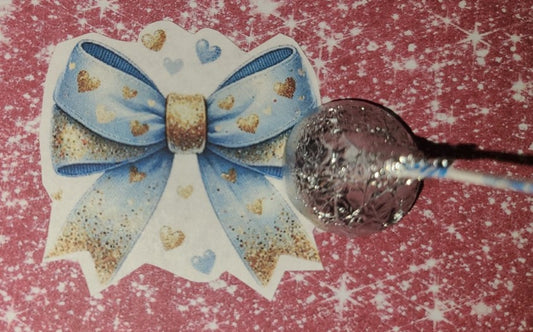 Valentine Light Blue and Gold Bow