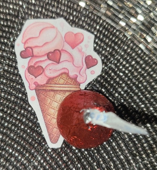 Valentine Pink Ice Cream Cone with Hearts 7