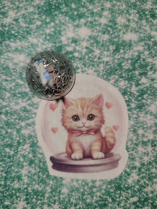 Valentine Snow Globe Kitty