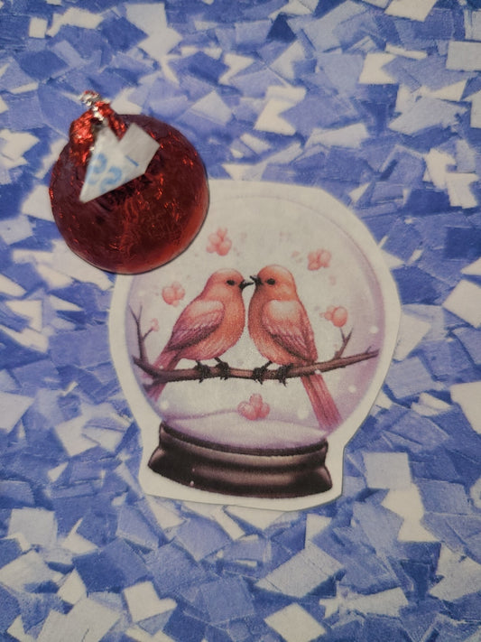 Valentine Snow Globe Lovebirds