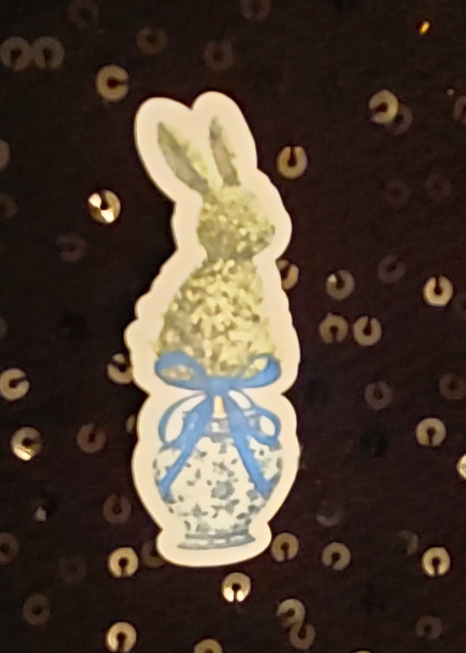 Easter Topiary - Blue Bow Bunny 02
