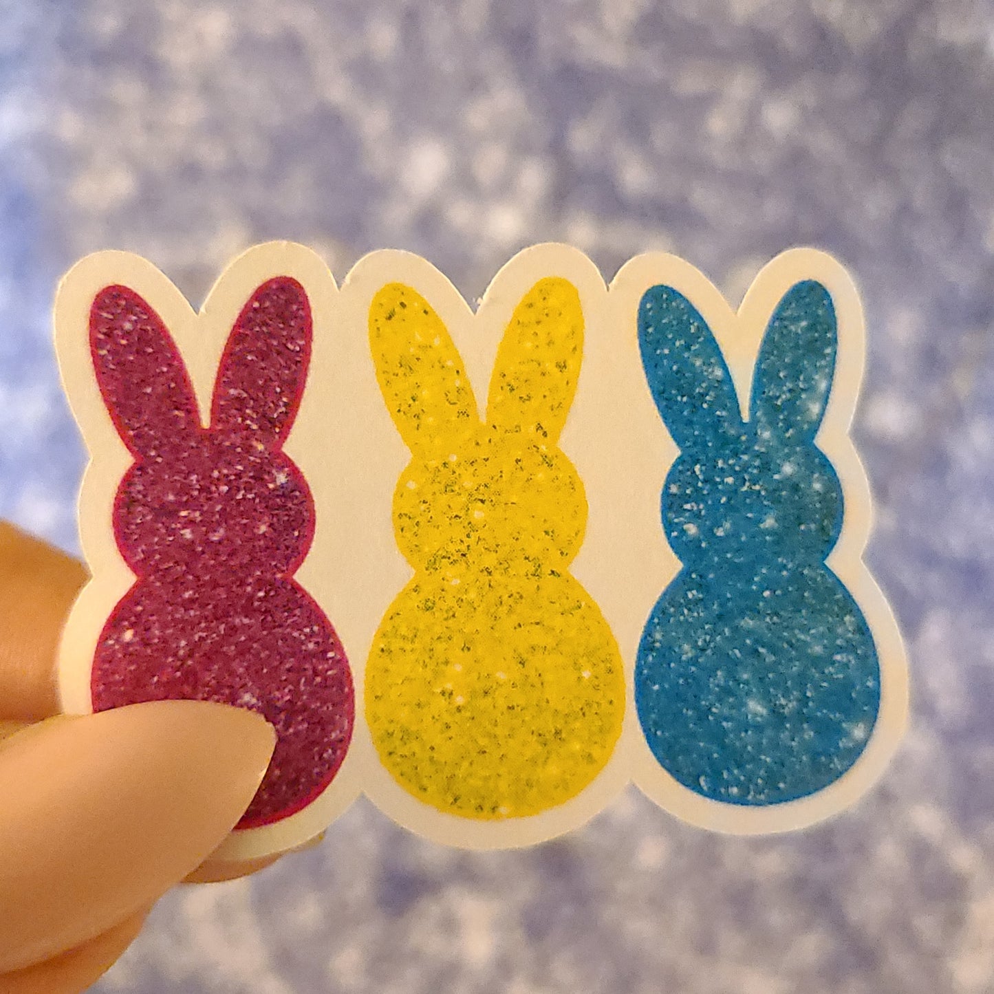 Easter Trio of Glitter Printed Bunnies