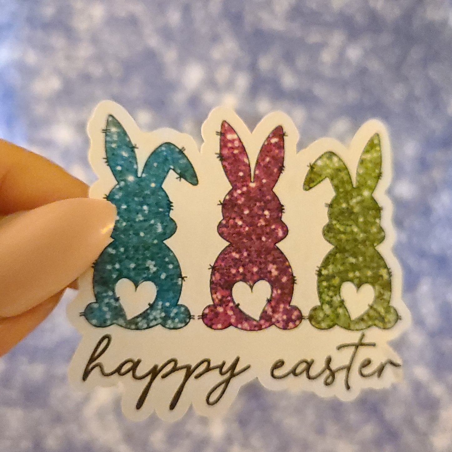Easter Glitter Printed Happy Easter Bunnies