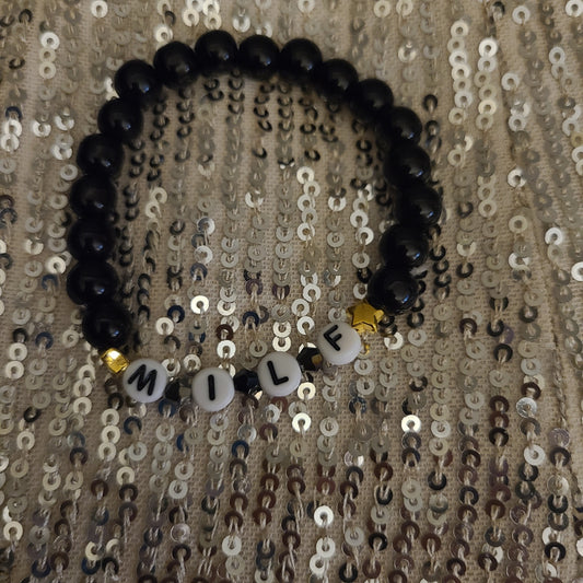 Bracelet MILF - obsidian glass beads