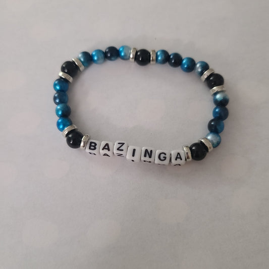 Bracelet BAZINGA - acrylic and glass obsidian beads