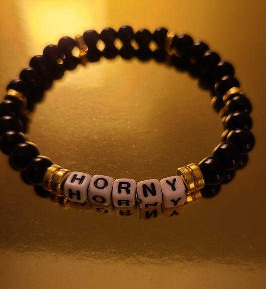 Bracelet HORNY - glass obsidian beads