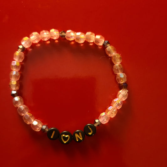 Bracelet I LOVE NJ - bicone beads