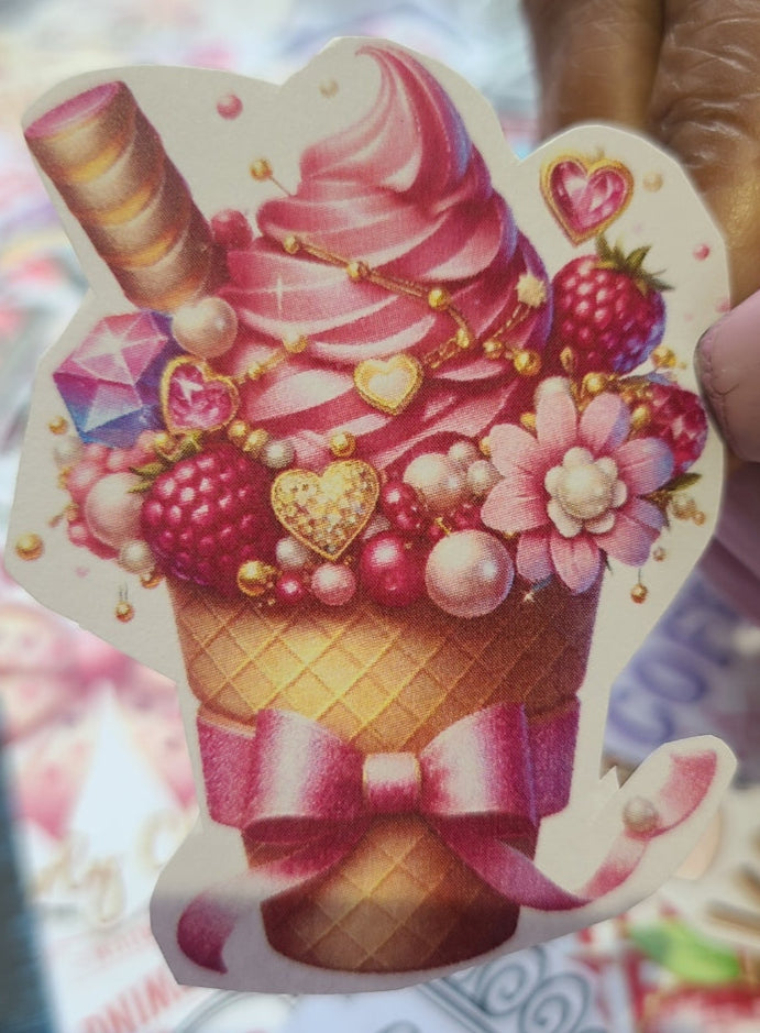 Valentine Strawberry Ice Cream Cone
