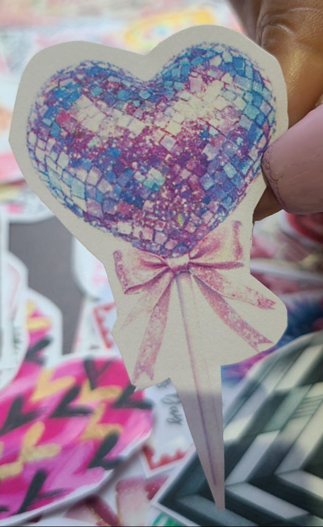 Valentine Pastel and Mirror Heart Disco Balloon