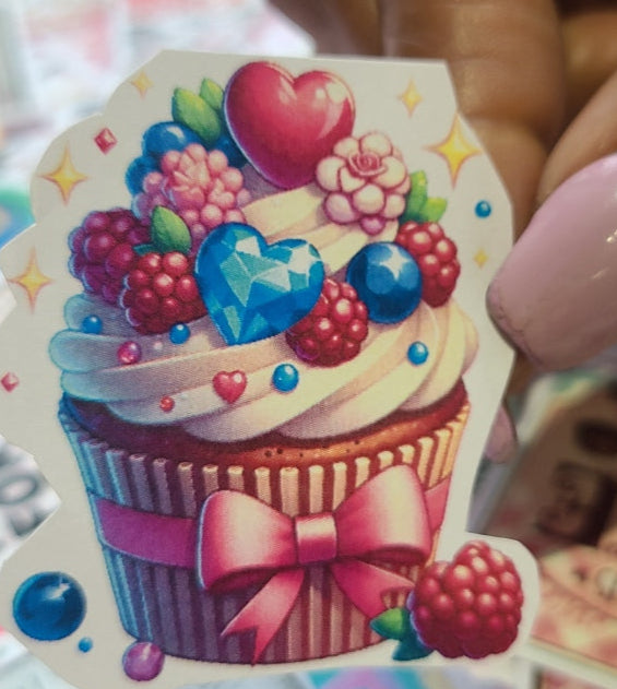 Valentine Cupcake with White Frosting and Gems