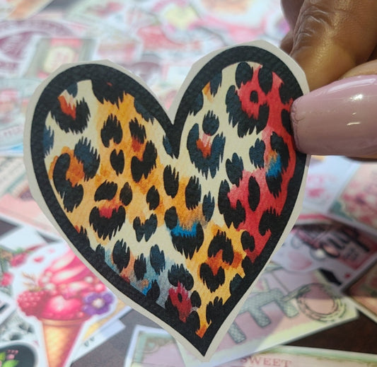 Valentine Leopard Rainbow Heart