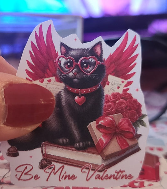 Valentine Black Angel Cat