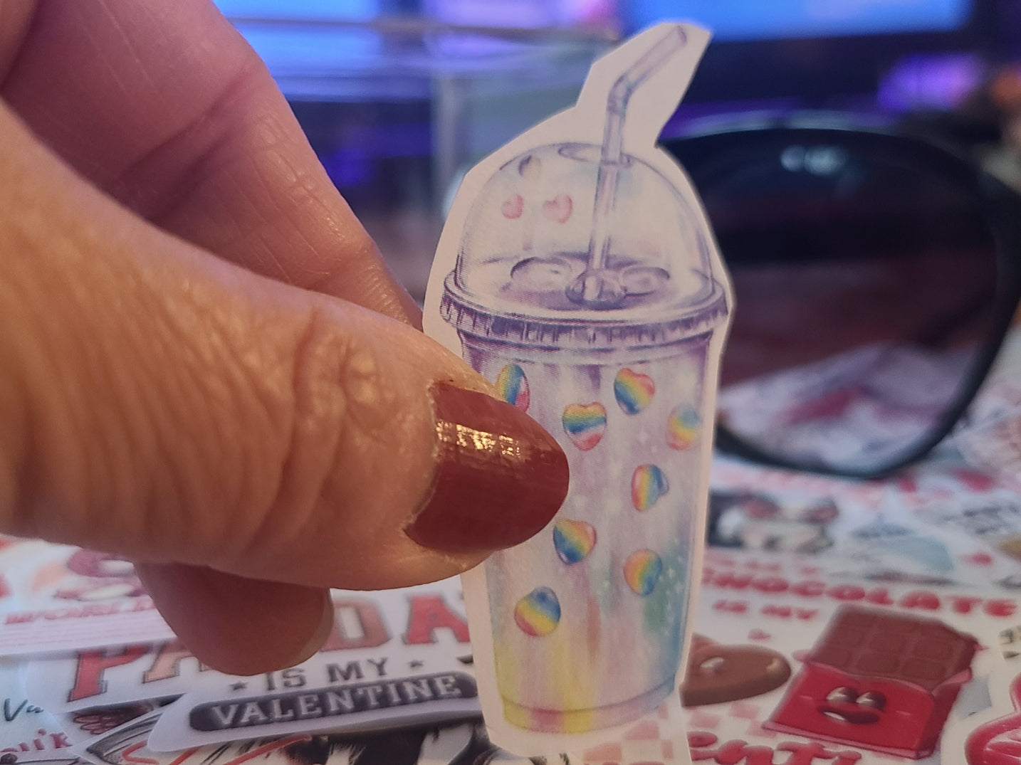 Valentine Frappe with Rainbow Hearts