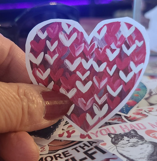 Valentine Brushstroke Red, Pink, and White Hearts