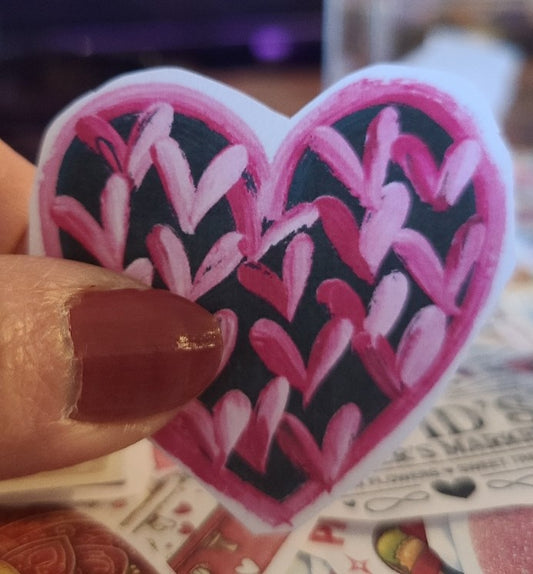 Valentine Black Heart with Pink Brushstroke Hearts