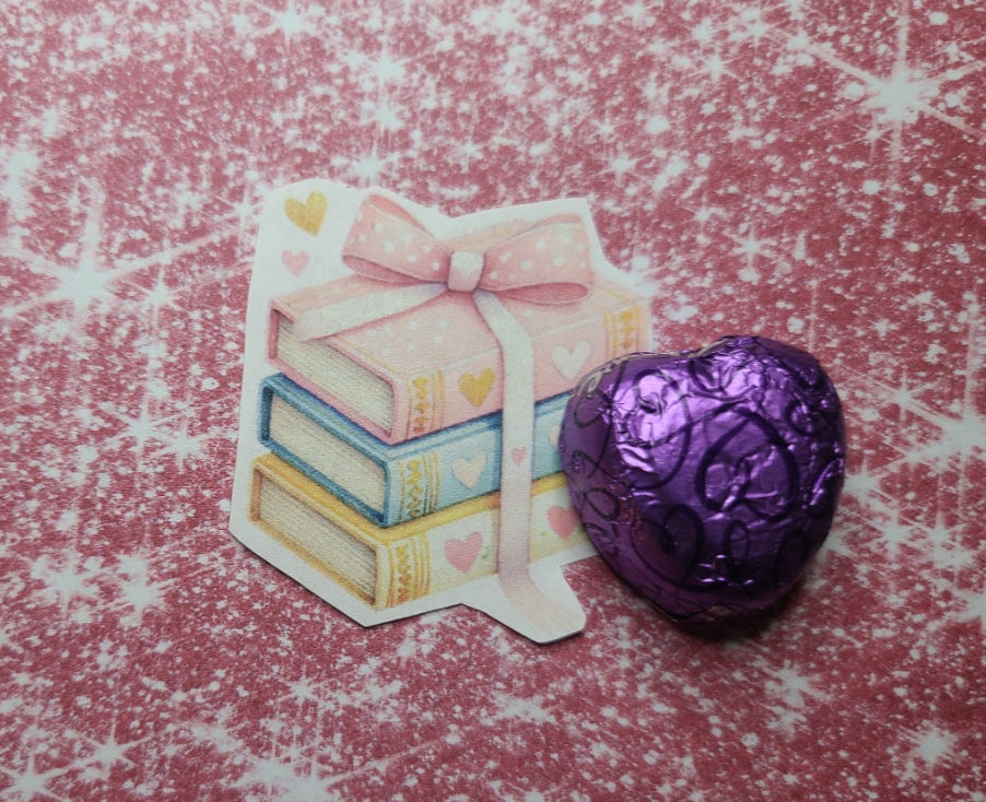 Valentine Stack of Books with Bow