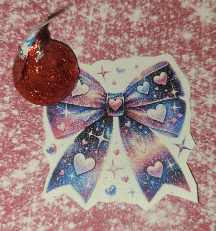 Valentine Sparkly Purple Heart Bow