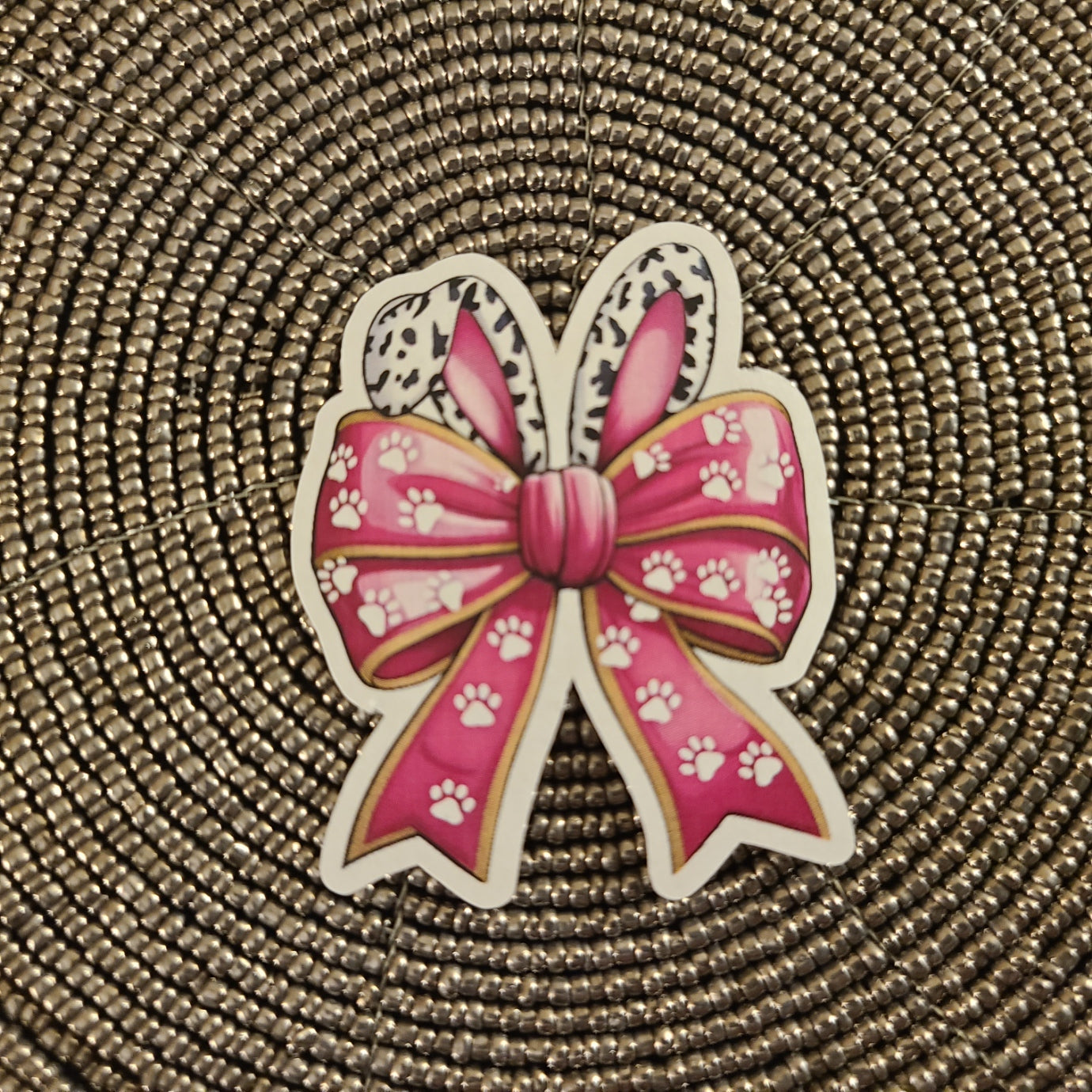 Easter Bunny Ears w/ Paw Print Ribbon