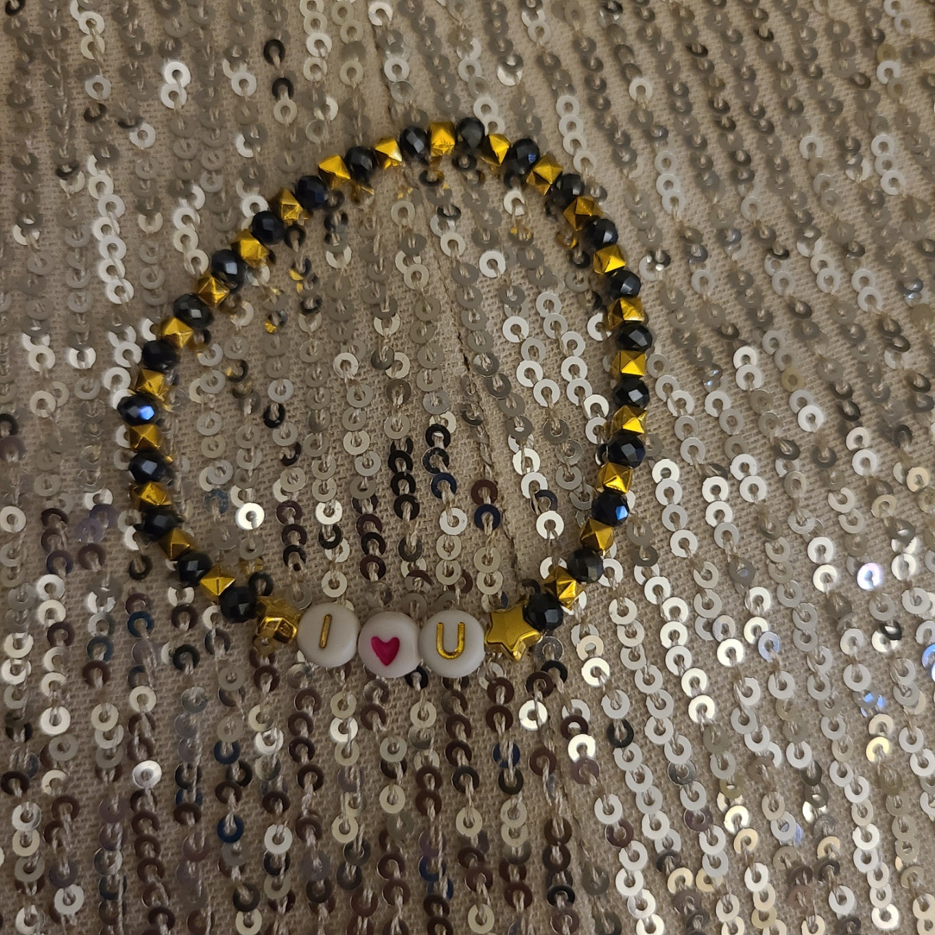 Bracelet I❤️U - faceted rondelle beads