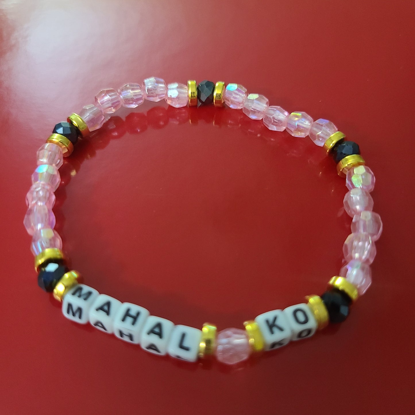 Bracelet MAHAL KO - bicone and glass obisdian beads