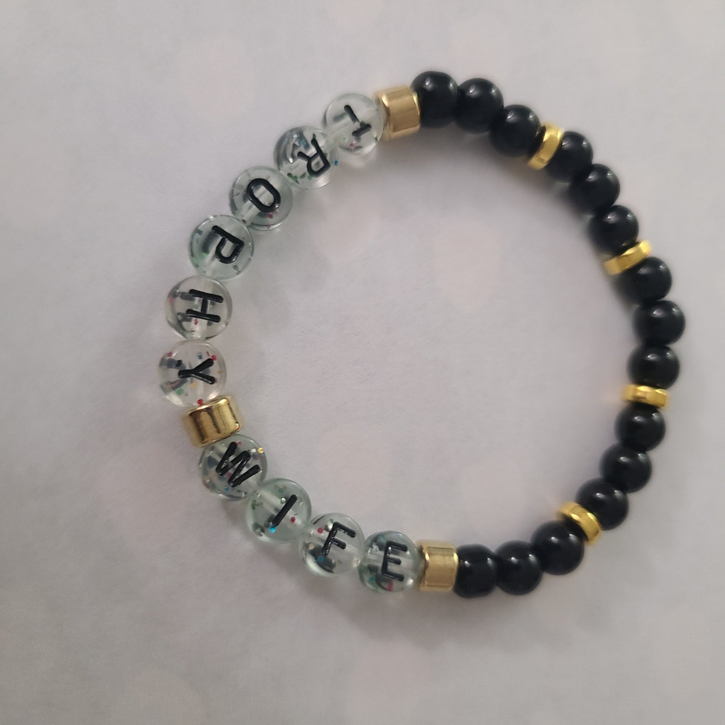 Bracelet TROPHY WIFE - glass obisidian beads