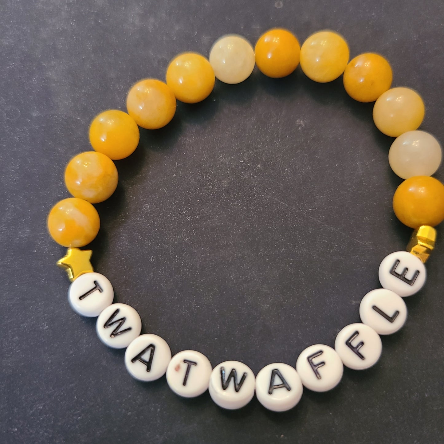 Bracelet TWATWAFFLE - yellow jade beads