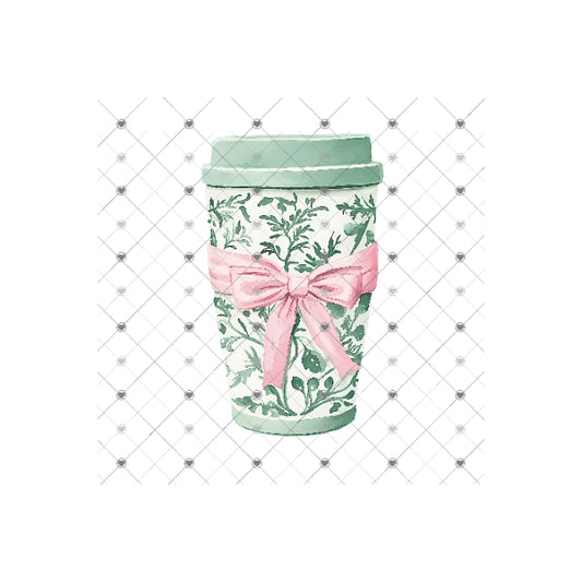 Christmas Pink Mint Chinoiserie Coffee Cup