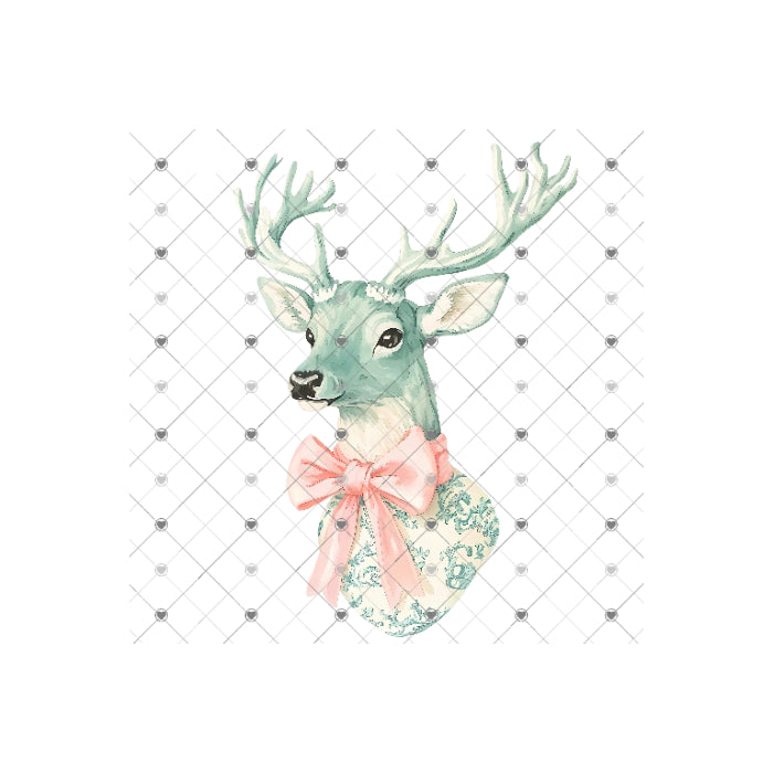 Christmas Pink Mint Chinoiserie Deer