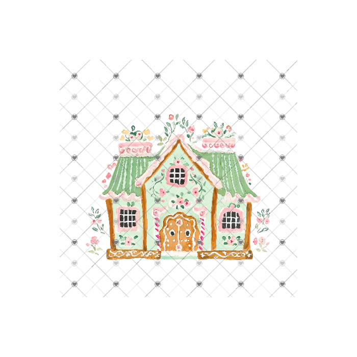 Christmas Pink Mint Chinoiserie Gingerbread House