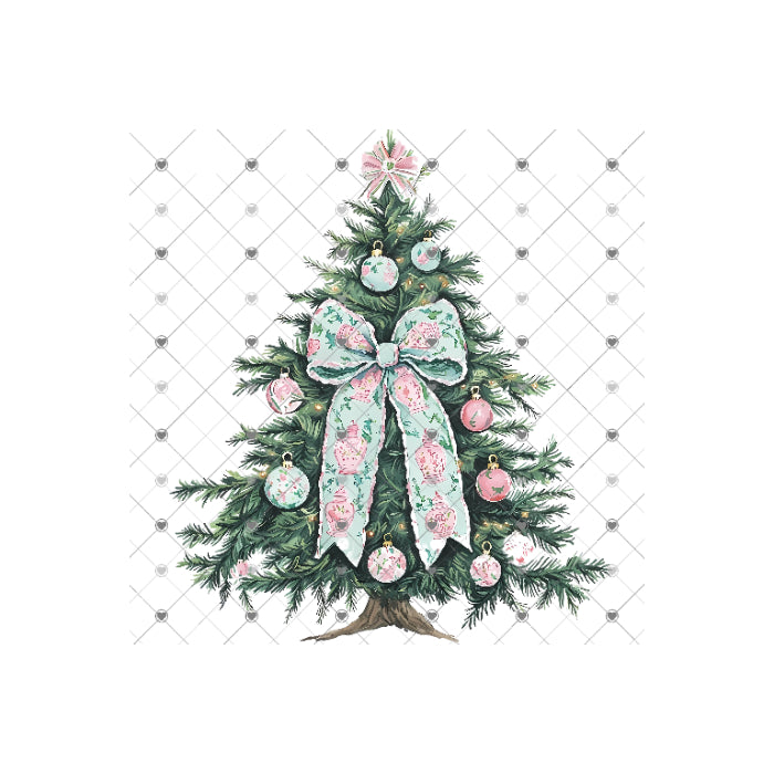 Christmas Pink Mint Chinoiserie Tree