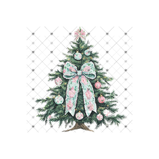 Christmas Pink Mint Chinoiserie Tree