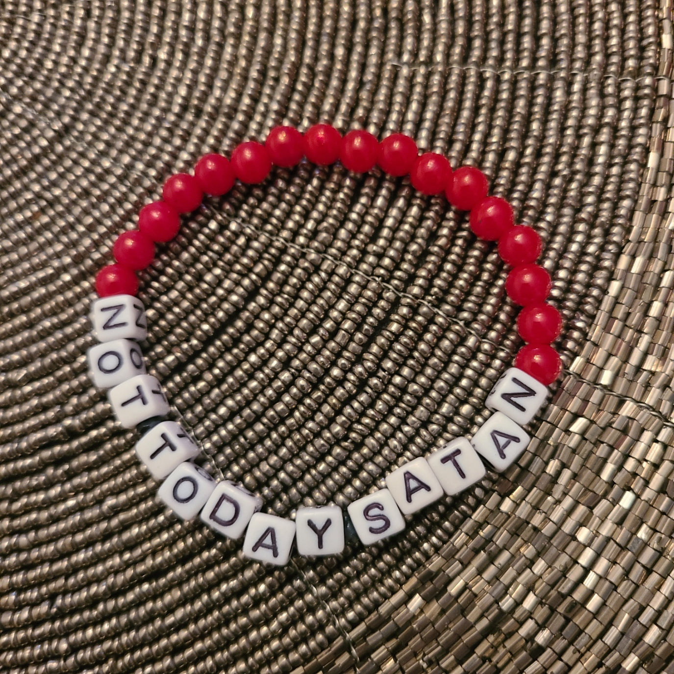 Bracelet NOT TODAY SATAN - acrylic beads